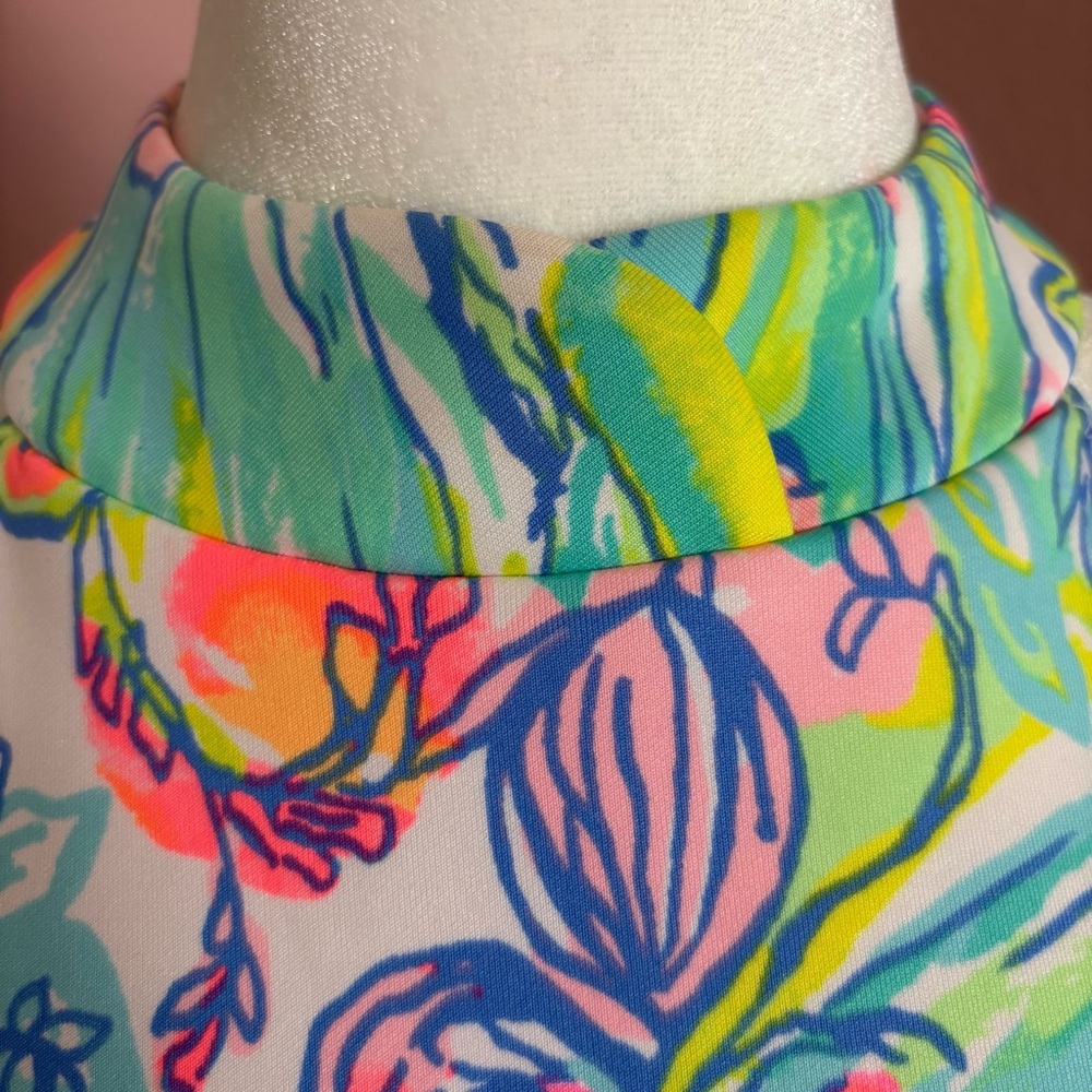 Colorful Lilly Pulitzer Mock Turtleneck Sleeveless Sheath Scuba Dress size 4 - Picture 8 of 11